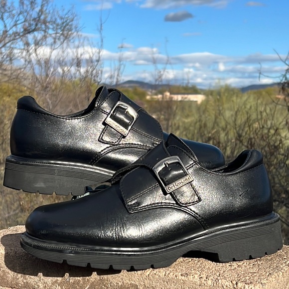 🏴 Dr. Martens MIE Mono Black Monk Strap Vintage Loafers UK 7 - Picture 13 of 17